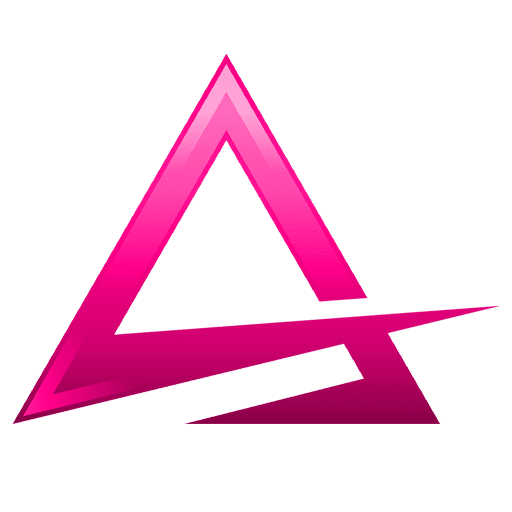 Ein stilisiertes, kantiges Logo mit einem rosafarbenen Dreieck, das in der unteren Hälfte von einer dicken, spitzen Linie durchzogen wird, und das alles auf einem hellgrauen Hintergrund - perfekt für das Branding von Spende Nigeria.